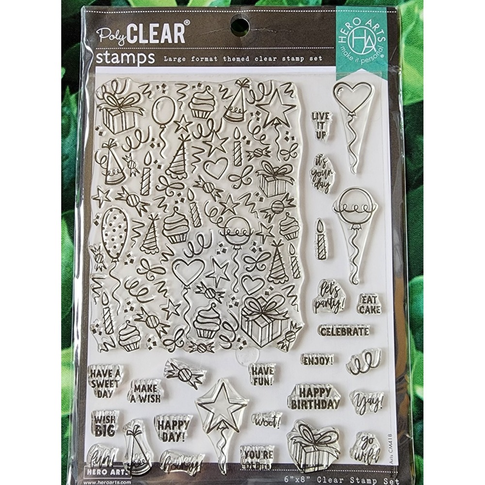 Hero Arts Wish Big Peek-A-Boo Parts Poly Clear Stamp Set 6" x 8" Birthday Party